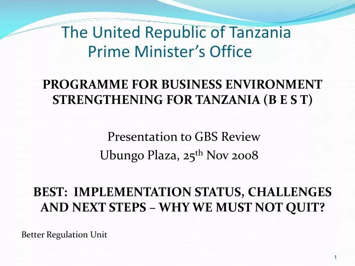 the united republic of tanzania prime minister s office