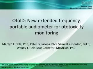 OtoID: New extended frequency, portable audiometer for ototoxicity monitoring