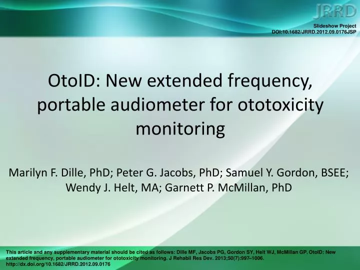 otoid new extended frequency portable audiometer for ototoxicity monitoring