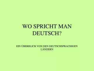 wo spricht man deutsch
