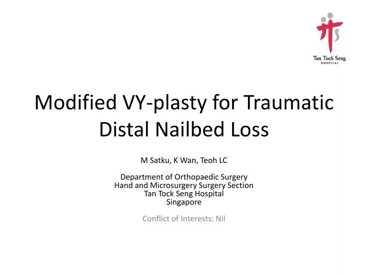 modified vy plasty for traumatic distal nailbed loss