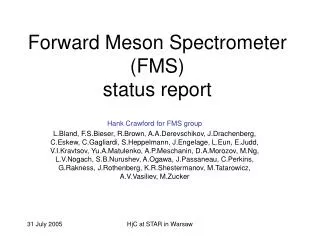 Forward Meson Spectrometer (FMS) status report