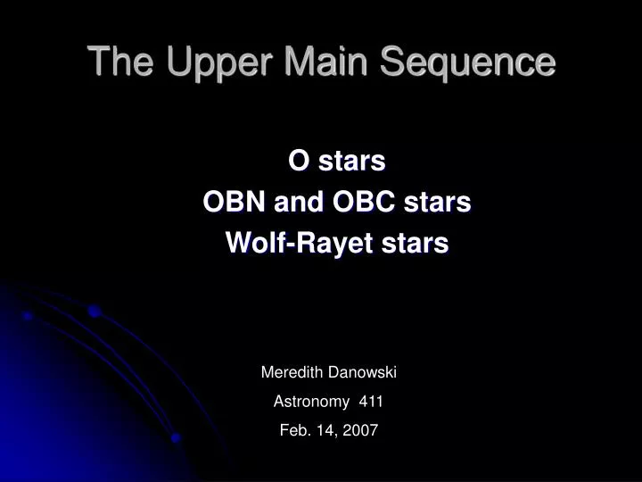 the upper main sequence