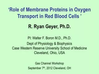 R. Ryan Geyer, Ph.D. PI: Walter F. Boron M.D., Ph.D.