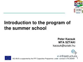Introduction to the program of the summer school
