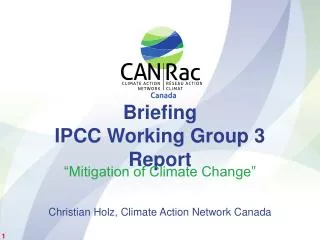 Briefing IPCC Working Group 3 Report