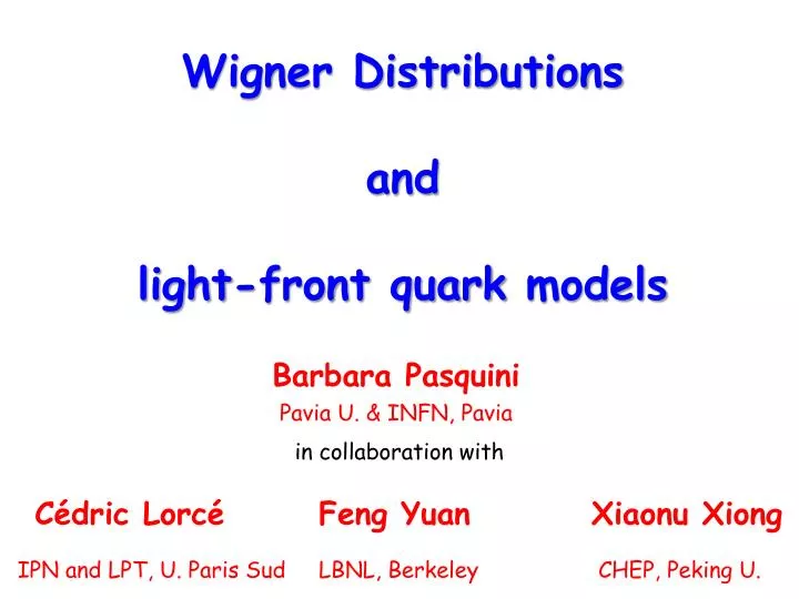 wigner distributions and light front quark models