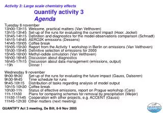 Activity 3: Large scale chemistry effects Q uantify activity 3 Agenda