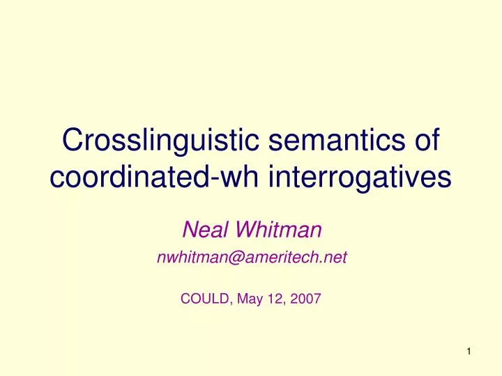 crosslinguistic semantics of coordinated wh interrogatives