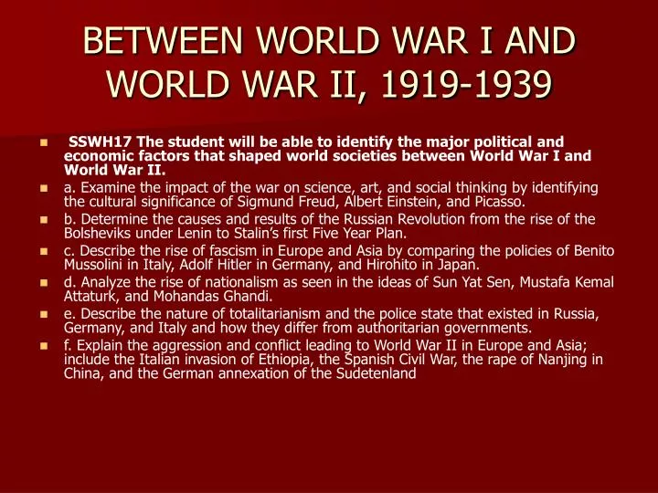 between world war i and world war ii 1919 1939