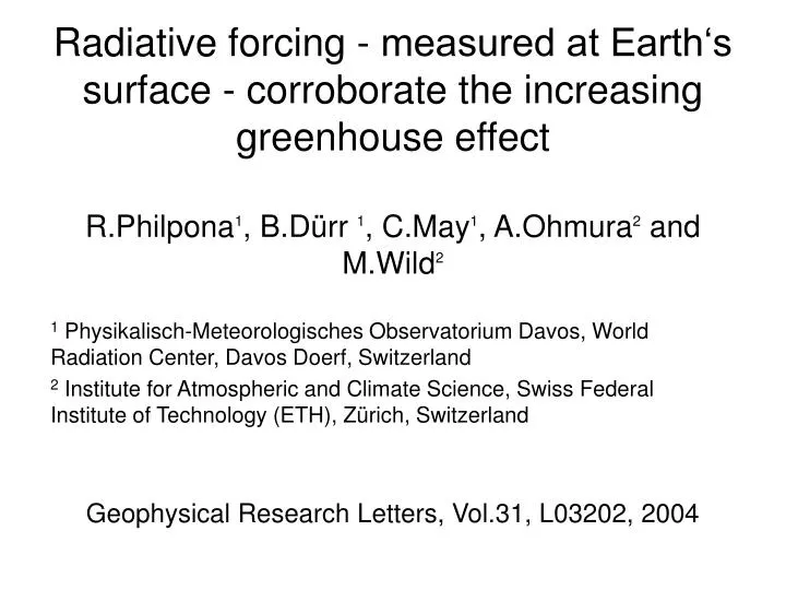 radiative forcing measured at earth s surface corroborate the increasing greenhouse effect