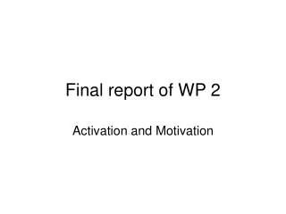 Final report of WP 2