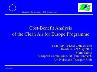 Cost-Benefit Analysis of the Clean Air for Europe Programme