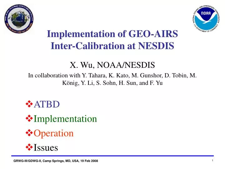 implementation of geo airs inter calibration at nesdis