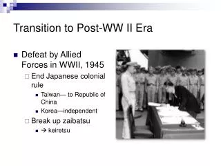 Transition to Post-WW II Era