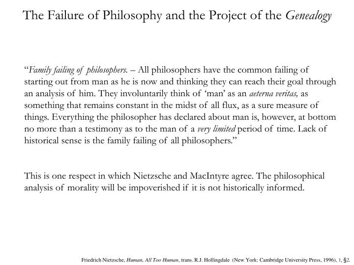 the failure of philosophy and the project of the genealogy