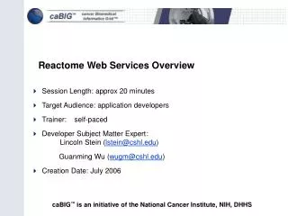 Reactome Web Services Overview