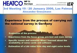 Experience from the process of carrying out the national survey in Germany
