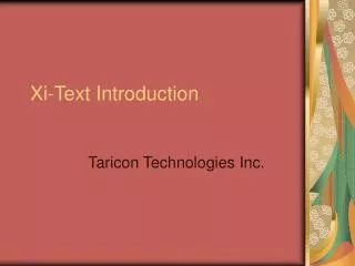 Xi-Text Introduction