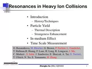 Resonances in Heavy Ion Collisions