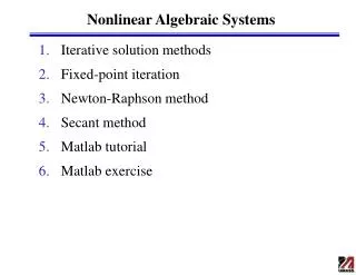 Nonlinear Algebraic Systems