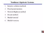 Nonlinear Algebraic Systems - slide 1