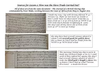 Sources for Lesson 2: How was the Slave Trade Carried Out?