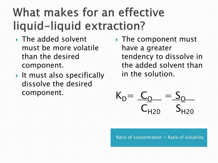 what makes for an effective liquid liquid extraction