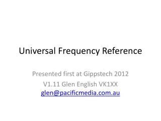 Universal Frequency Reference