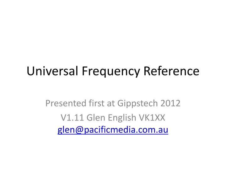 universal frequency reference