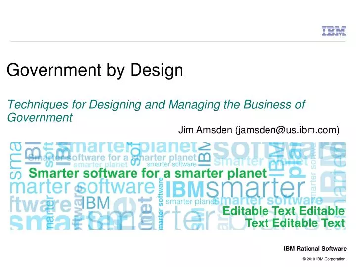 government by design techniques for designing and managing the business of government