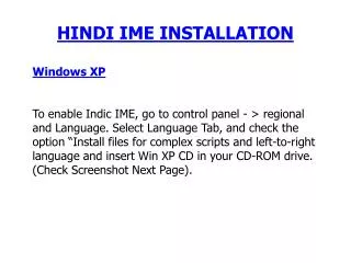 HINDI IME INSTALLATION