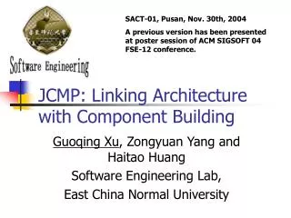 JCMP: Linking Architecture with Component Building
