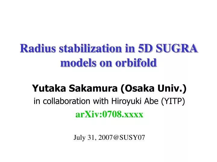 radius stabilization in 5d sugra models on orbifold