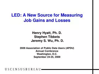 Major Federal Data Sources on Jobs/Employment