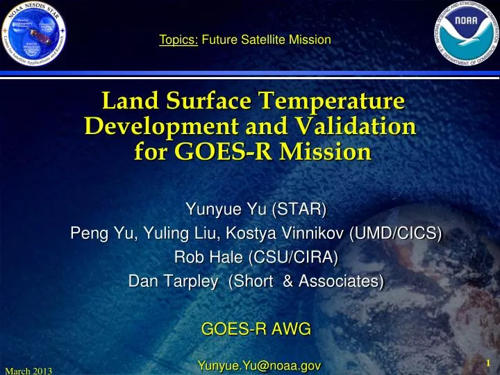 land surface temperature development and validation for goes r mission