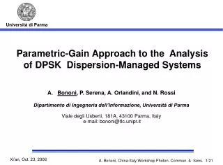 Parametric-Gain Approach to the Analysis of DPSK Dispersion-Managed Systems