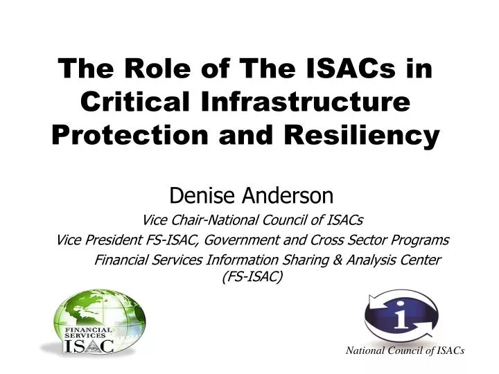 the role of the isacs in critical infrastructure protection and resiliency