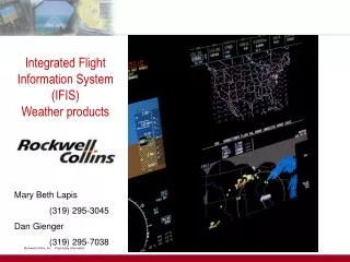 Integrated Flight Information System (IFIS) Weather products