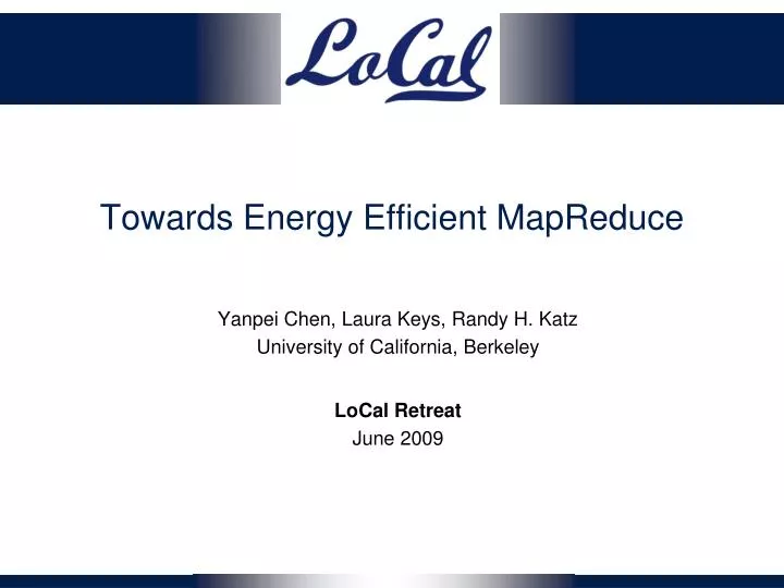 towards energy efficient mapreduce