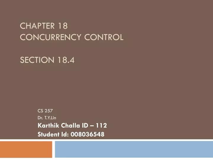 chapter 18 concurrency control section 18 4