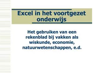 excel in het voortgezet onderwijs