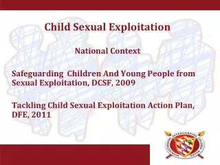 Child Sexual Exploitation National Context