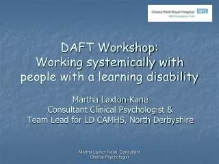 DAFT Workshop: Working systemically with people with a learning disability