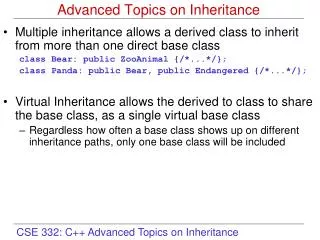 advanced topics on inheritance