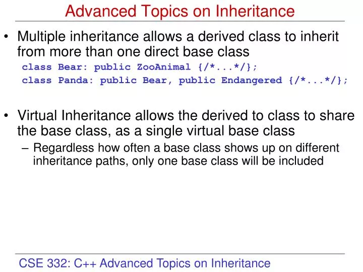 advanced topics on inheritance
