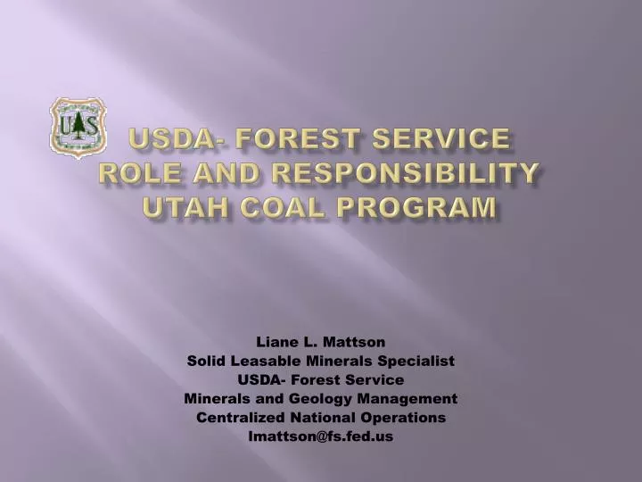 usda forest service role and responsibility utah coal program