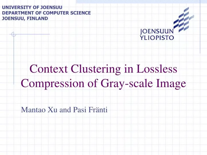 context clustering in lossless compression of gray scale image