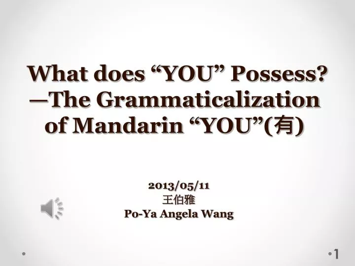 what does you possess the grammaticalization of mandarin you