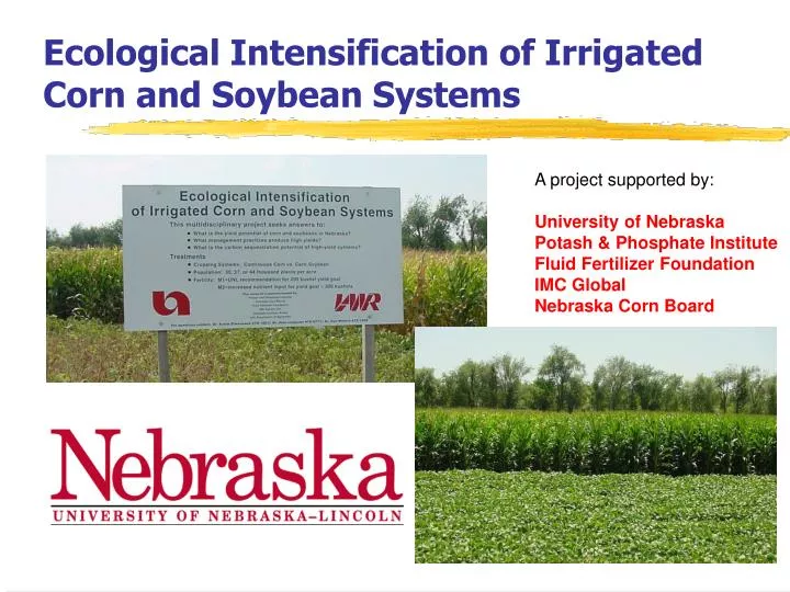 ecological intensification of irrigated corn and soybean systems